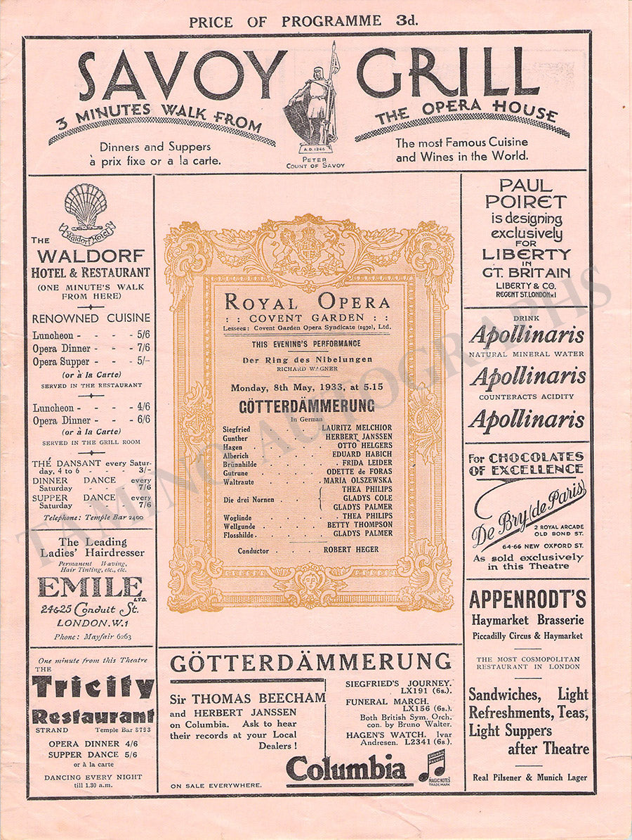 Royal Opera House Covent Garden Opera Programs – Tamino Autographs