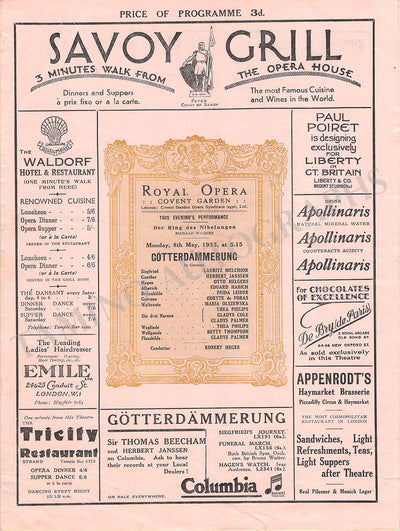 Royal Opera House Covent Garden - Collection of 8 Opera Programs