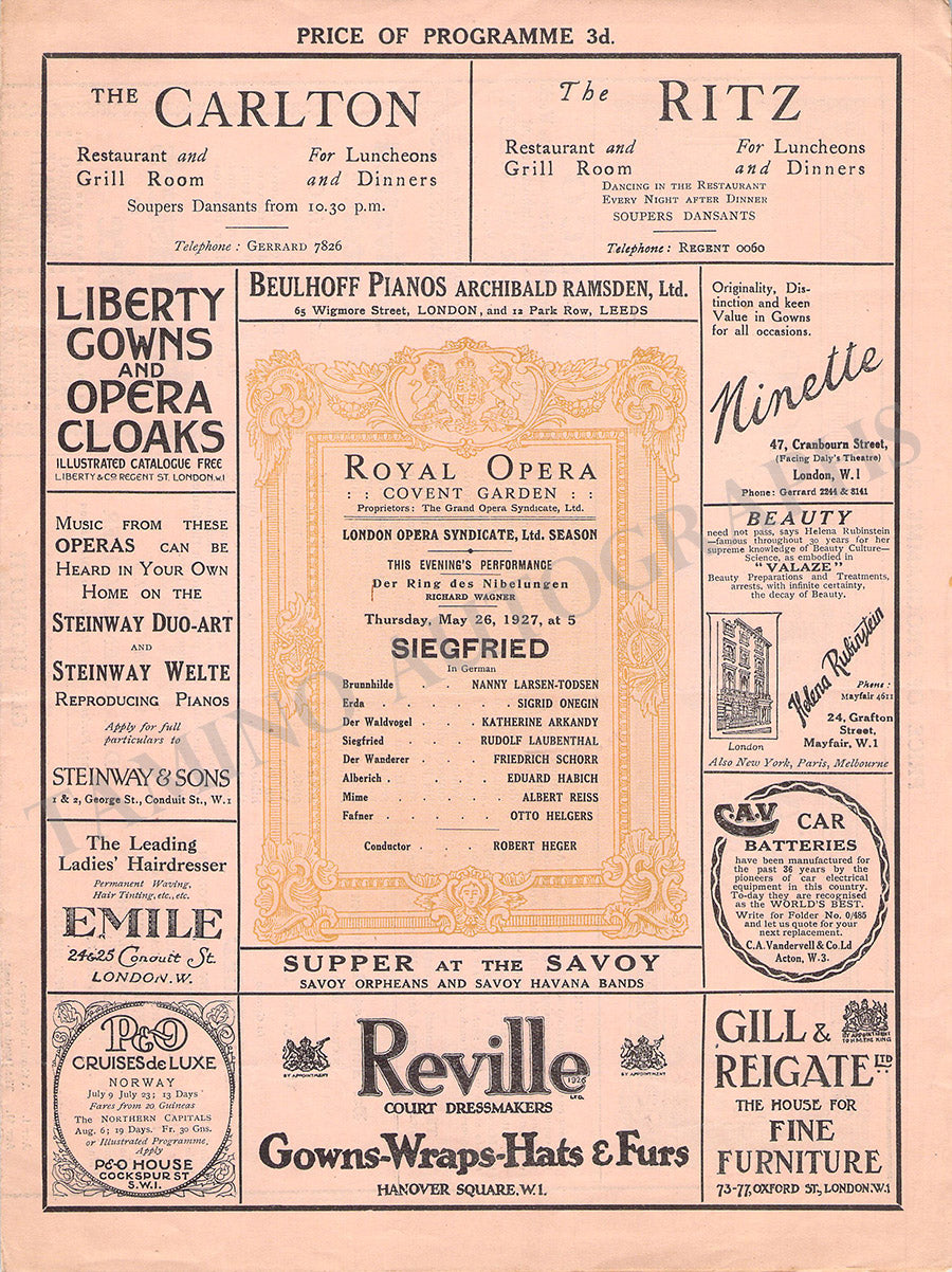 Royal Opera House Covent Garden Opera Programs – Tamino Autographs