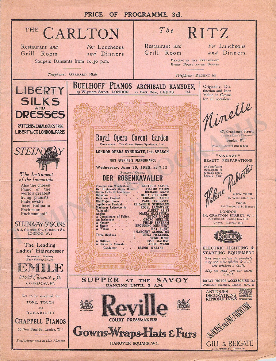 Royal Opera House Covent Garden Opera Programs – Tamino Autographs