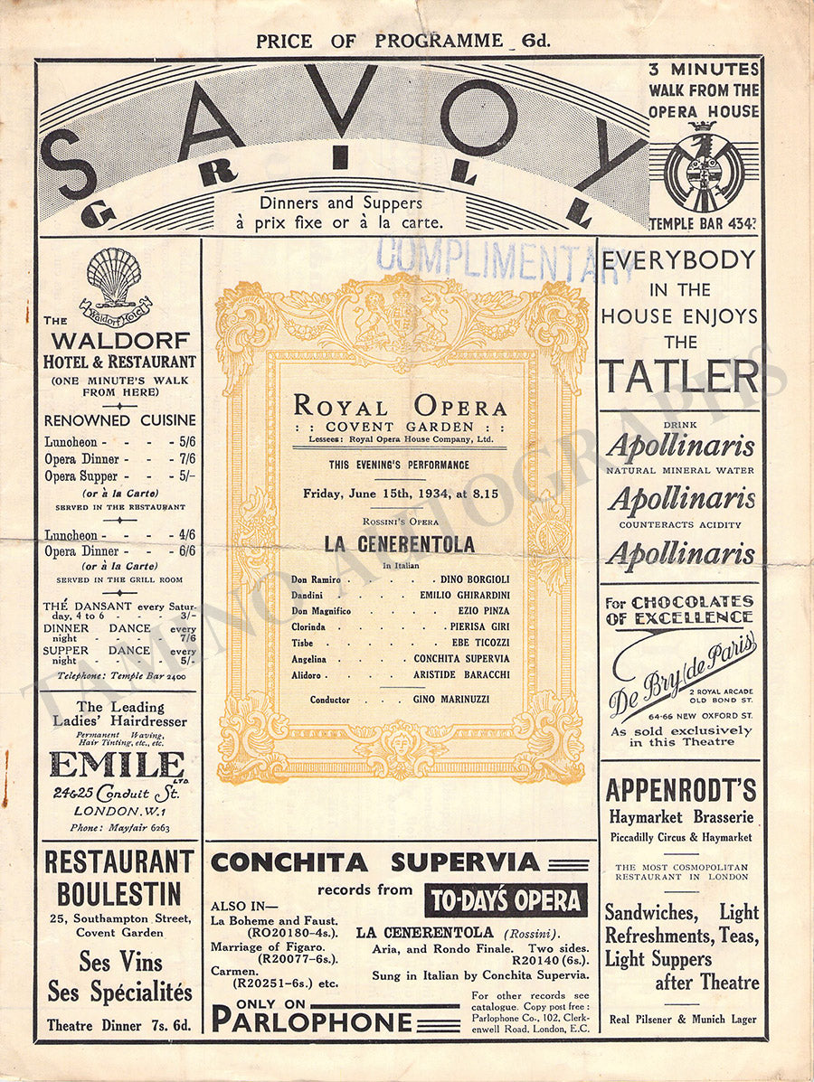 Royal Opera House Covent Garden Opera Programs – Tamino Autographs