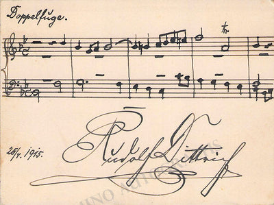 Dittrich, Rudolf - Autograph Music Quote Signed 1915