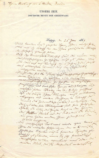 Gottschall, Rudolf - Autograph Letter Signed 1869