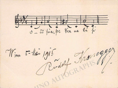 Kronegger, Rudolf - Autograph Music Quote Signed 1915