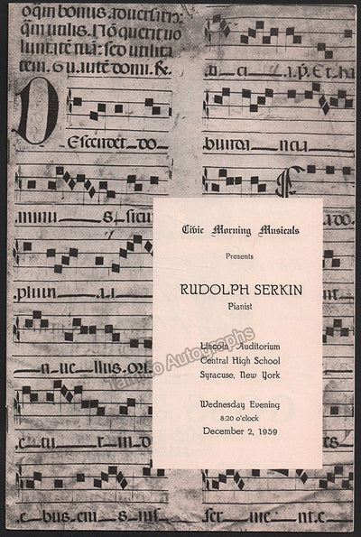Serkin, Rudolf - Concert Program Syracuse 1959