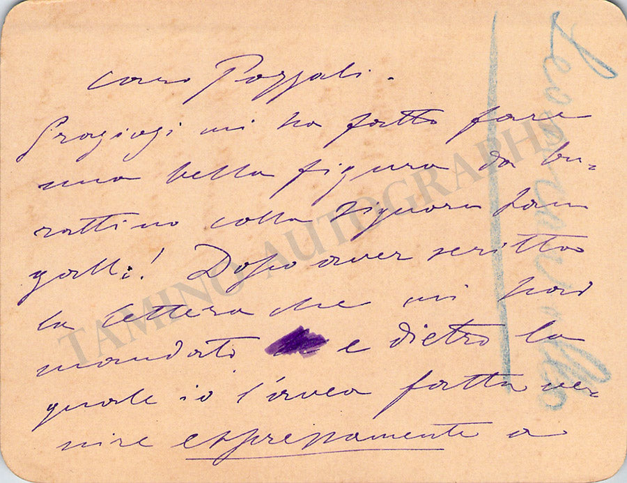 Ruggero Leoncavallo Autograph Letter Signed – Tamino