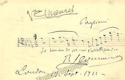 Leoncavallo, Ruggero - Maurel, Victor - Van Biene, Auguste - Autograph Music Quote Signed 1911