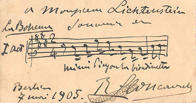 Autograph Music Quote Signed 1905 (La Boheme)