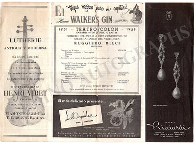 Ricci, Ruggiero - Concert Program Buenos Aires 1951