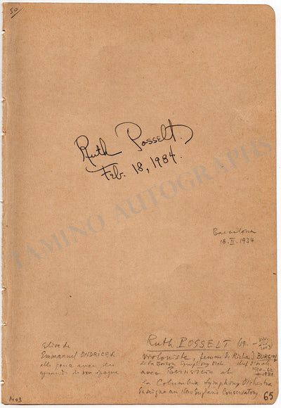 Posselt, Ruth - Signed Album Page 1984