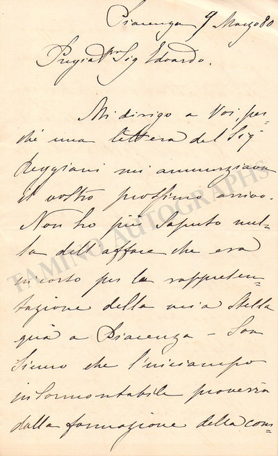 Manzocchi, Salvatore Auteri - Autograph Letter Signed