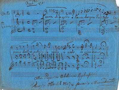 Mercadante, Saverio - Autograph Music Quote Signed 1847