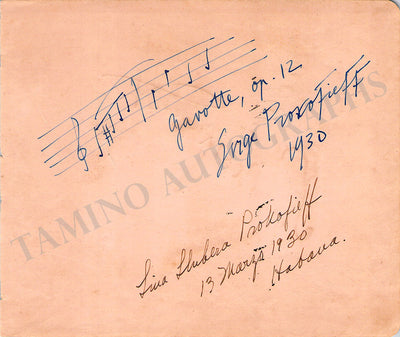 Prokofiev, Sergei - Autograph Music Quote Signed 1930