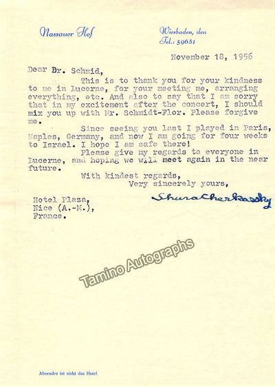 Cherkassky, Shura - Typed Letter Signed 1956