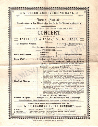 Wagner, Siegfried - Concert Program Vienna 1902