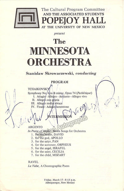 Skrowaczewski, Stanislaw - Signed Program Minnesota Orchestra