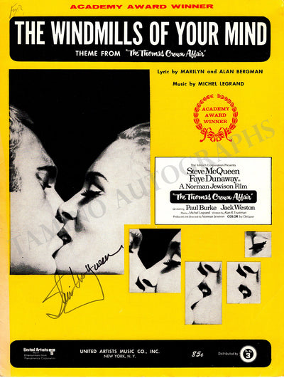 McQueen, Steve - Signed Score "The Windmills of Your Mind"