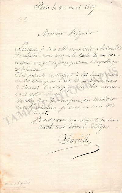 Esliard, Victor Laurent (Surville) - Set of 2 Autograph Letters Signed