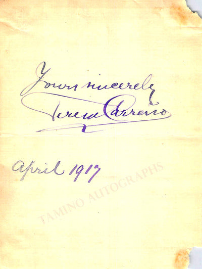 Carreño, Teresa - Signed Album Page 1917