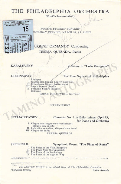 Quesada, Teresa - Signed Program Philadelphia 1955
