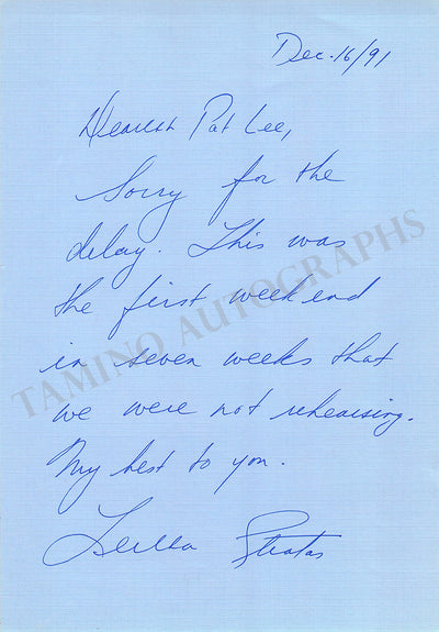 Stratas, Teresa - Autograph Note Signed 1991