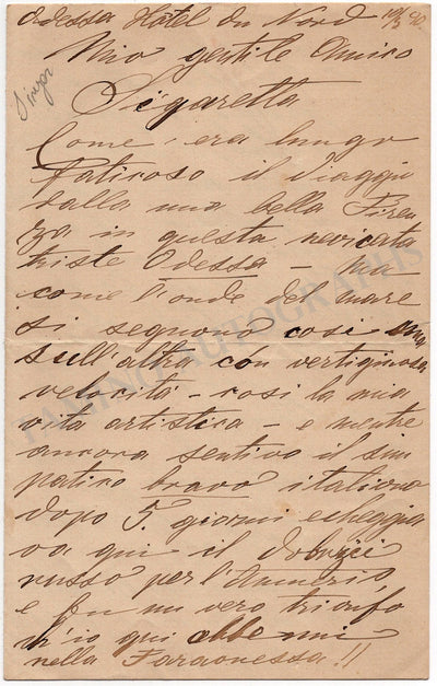 Singer, Teresina - Autograph Letter Signed 1890