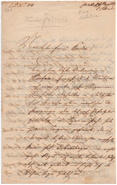 Formes, Theodor - Autograph Letter Signed 1858