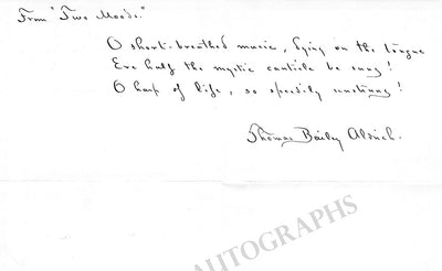 Bailey Aldrich, Thomas - Autograph Manuscript