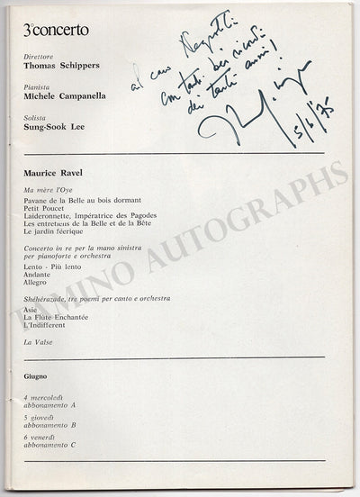 Schippers, Thomas - Signed Program Teatro La Scala 1975
