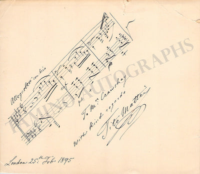 Mattei, Tito - Autograph Music Quote Signed 1895