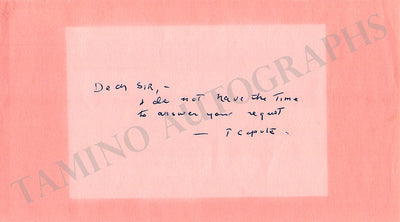 Capote, Truman - Signed Card