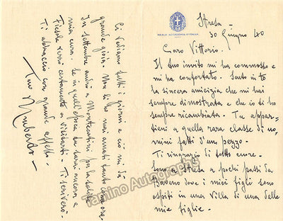 Giordano, Umberto - Autograph Letter Signed to Vittorio Gui