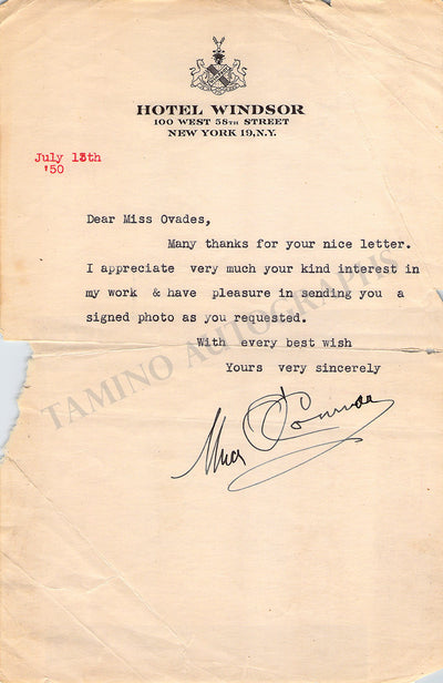 O'Connor, Una - Typed Letter Signed 1950