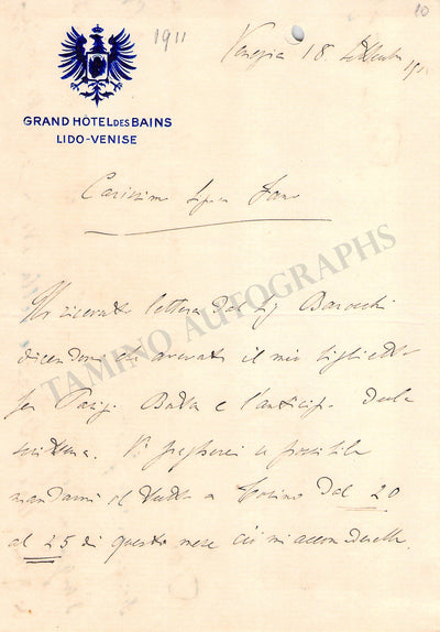 Marcoux, Vanni - Autograph Letter Signed 1912