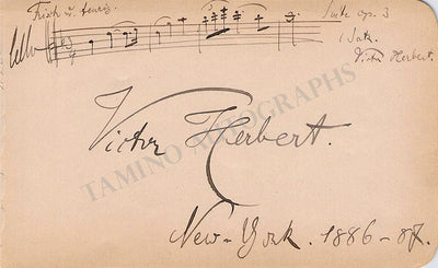 Herbert, Victor - Autograph Music Quote Signed 1886