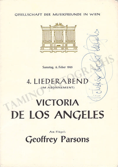 De los Angeles, Victoria - Signed Program Vienna 1965