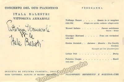Balestri, Itala - Amaroli, Vittorina - Signed Program Imola 1940