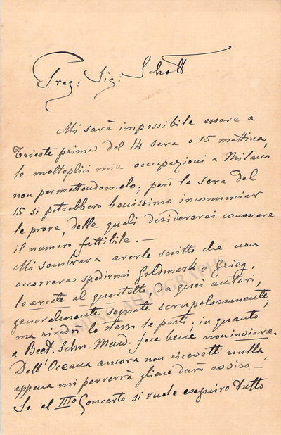 Vanzo, Vittorio Maria - Autograph Letter Signed