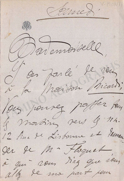 Monti, Vittorio - Autograph Letter Signed