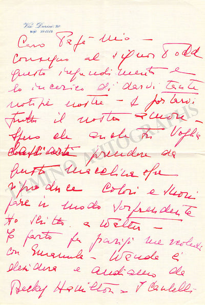 Toscanini, Wally - Autograph Letter Signed to A. Toscanini