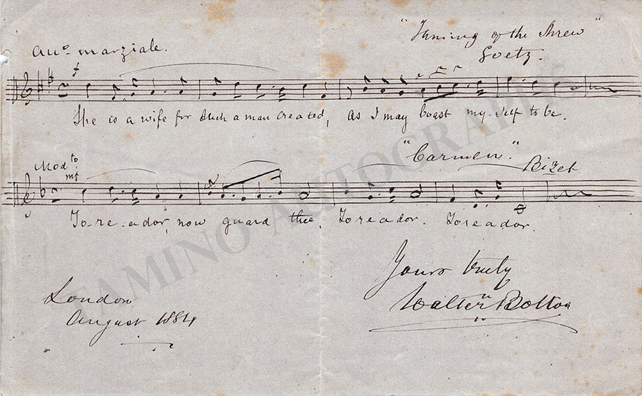 Bolton, Walter - Autograph Musical Quote Signed