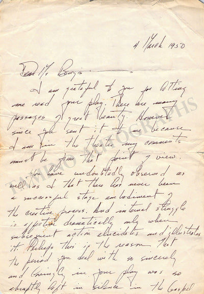 Addy, Wesley - Autograph Letter Signed 1950