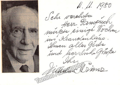 Strienz, Wilhelm - Signed Card 1980 & Photo