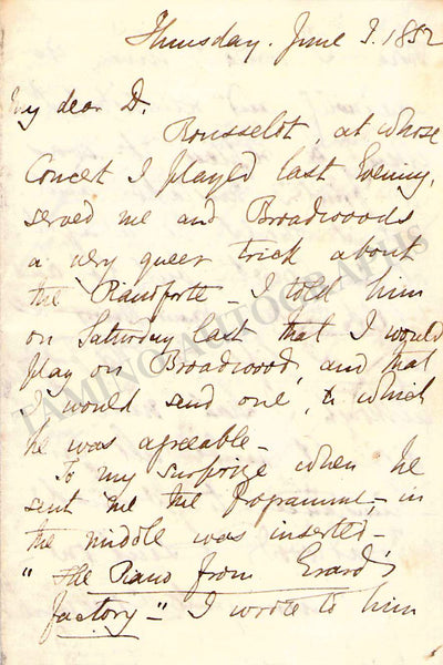 Bennett, William Sterndale - Autograph Letter Signed 1852