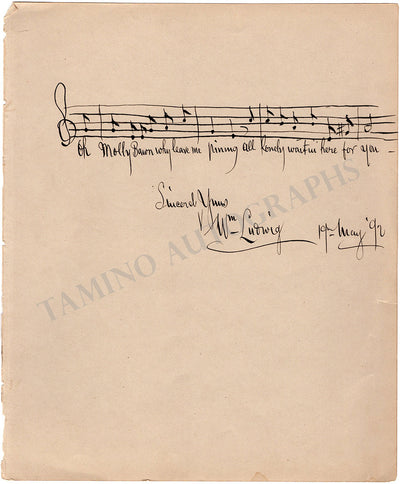 Ludwig, William - Autograph Musical Quote Signed 1890