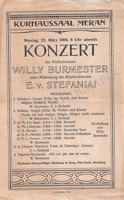 Burmester, Willy - Concert Program Vienna 1900