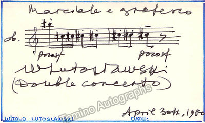 Lutoslawski, Witold - Autograph Music Quote Signed 1980