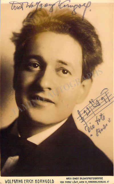 Korngold, Erich Wolfgang - Signed Photograph + Musical Quote