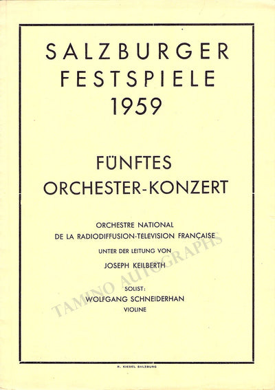 Schneiderhan, Wolfgang - Concert Program Salzburg 1959