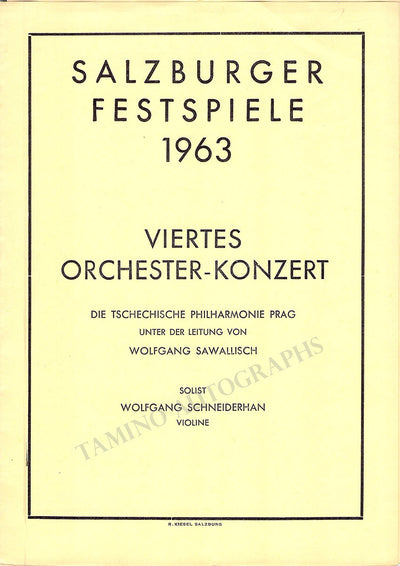 Schneiderhan, Wolfgang - Concert Program Salzburg 1963